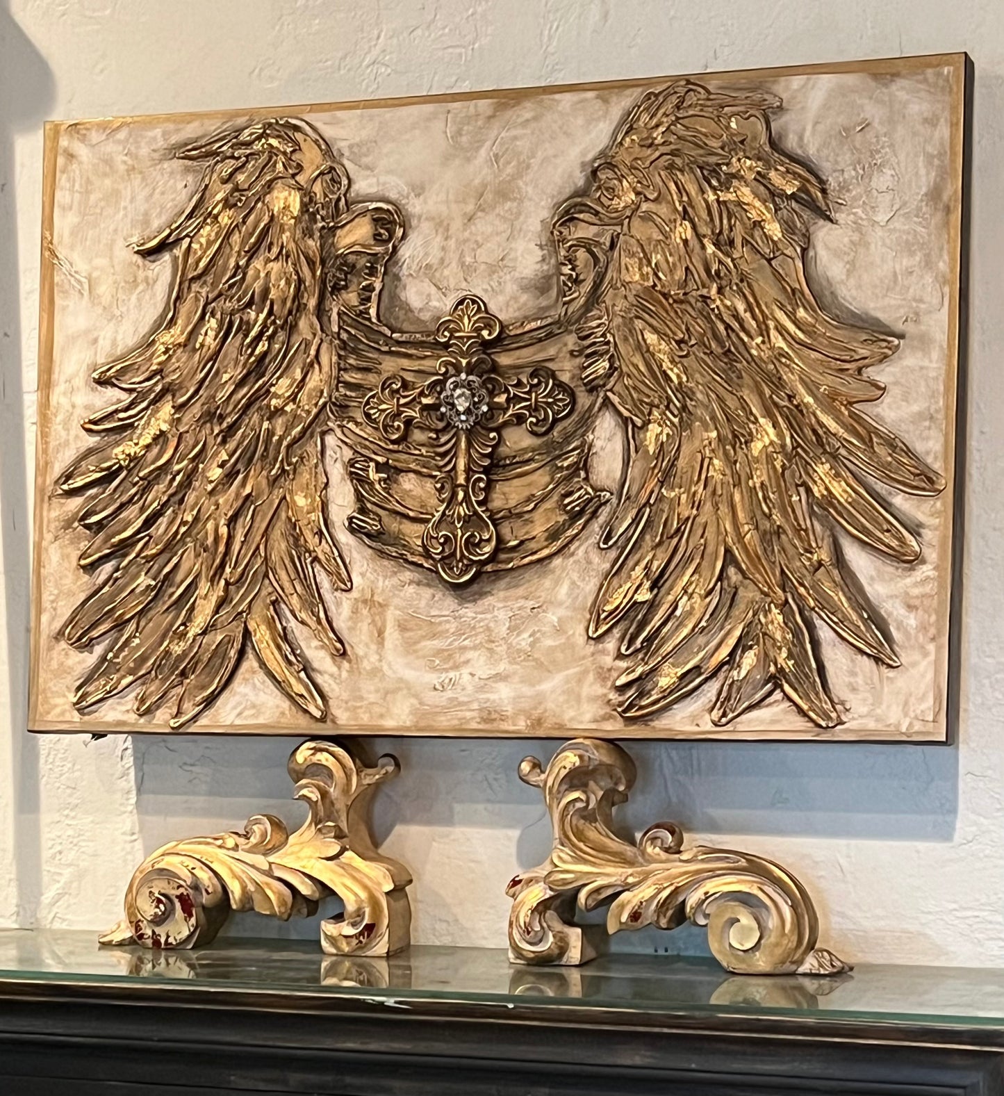 Angel Wing and Cross Wall Art