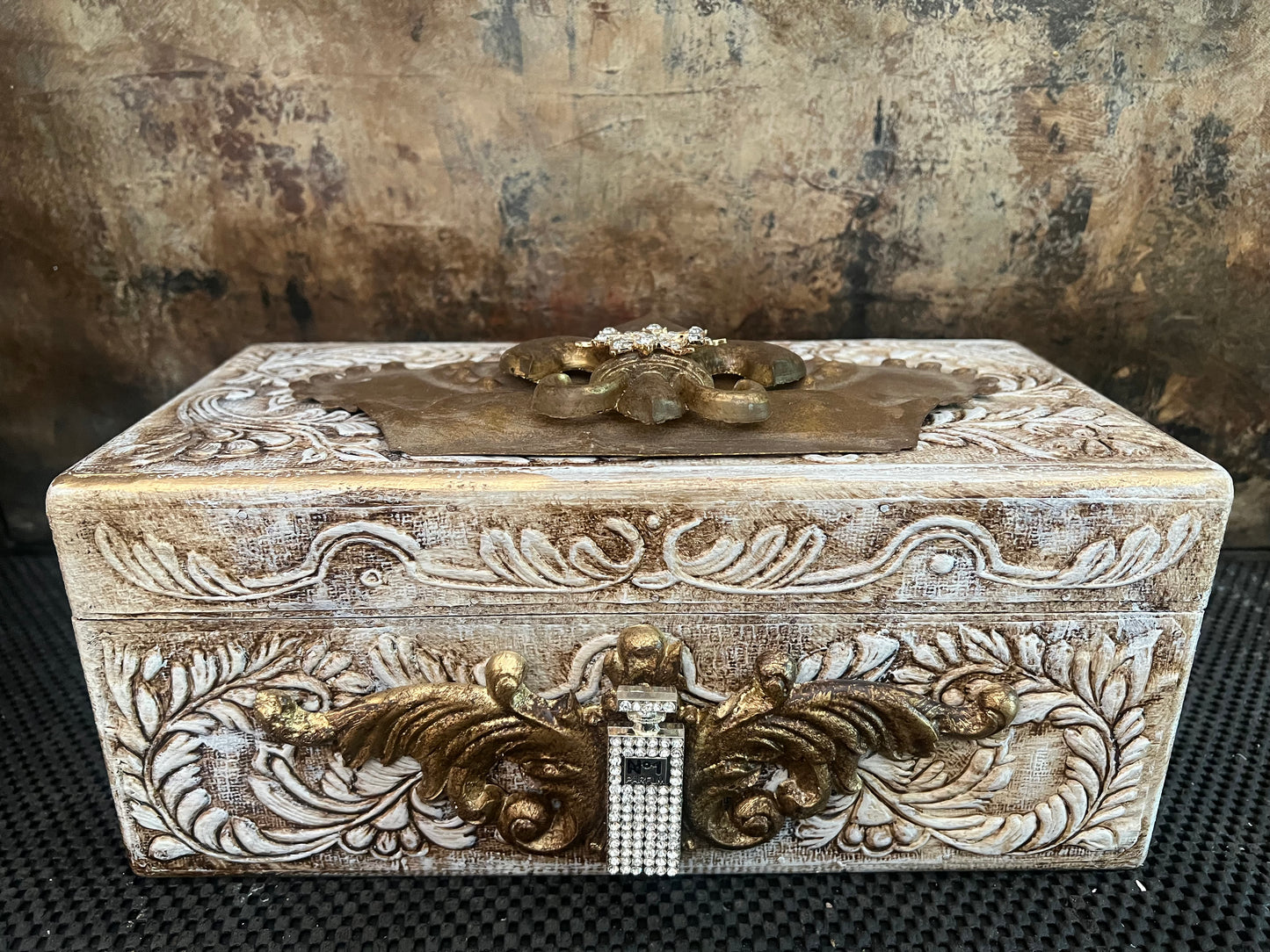 Baroque Crown & Scrollwork Jewelry Box