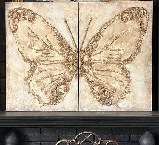 Regal Winged Grace – Split Butterfly Wall Art