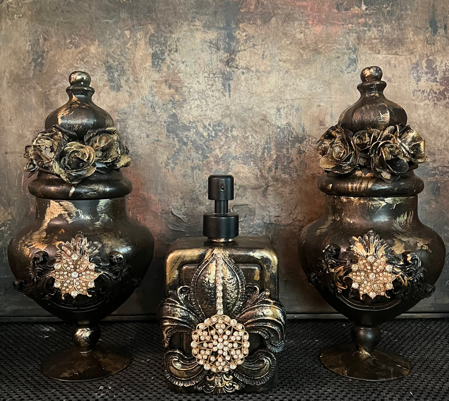 Blackened Bronze Rose of Reverie Vanity Set