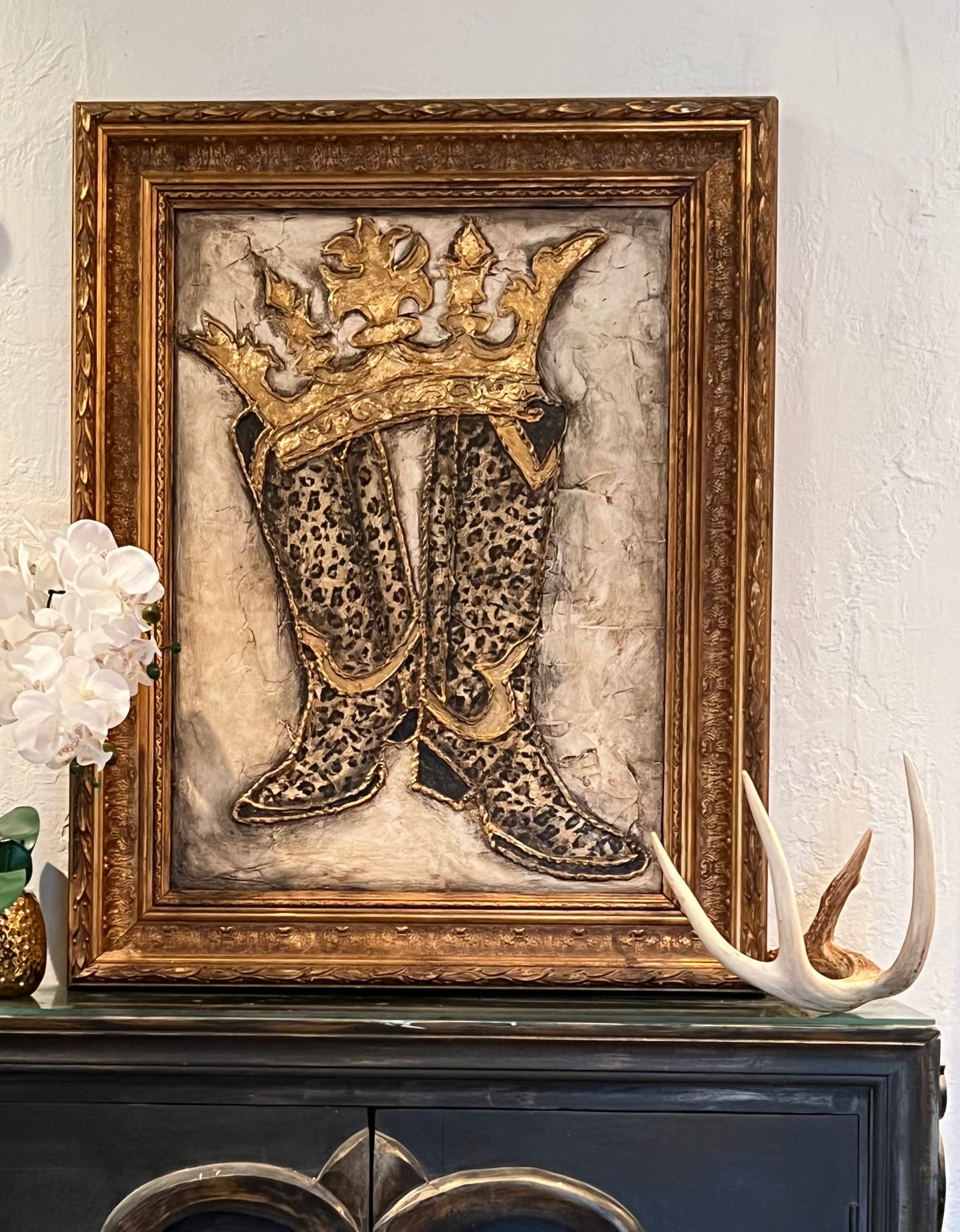 Leopard Crowned Cowboy Boots Artwork