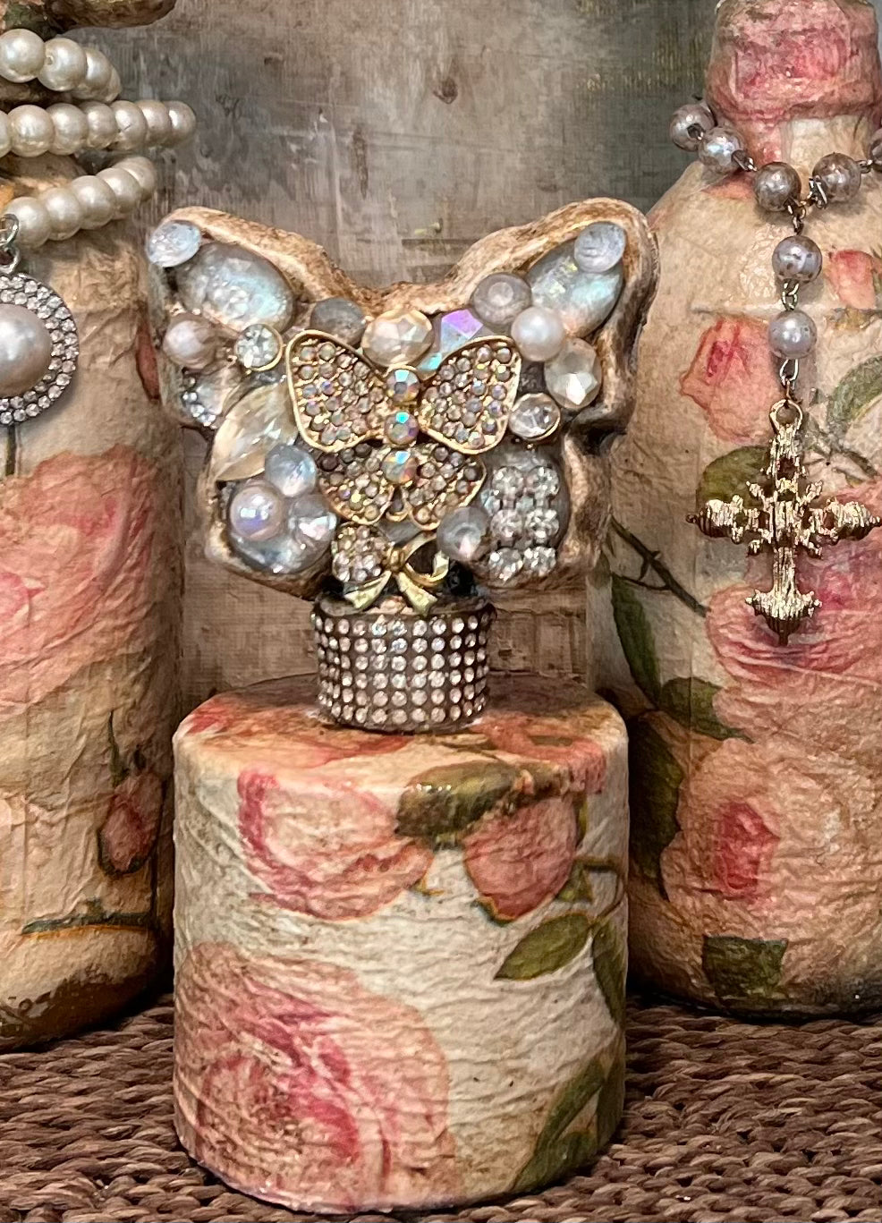 Romantic Floral Embellished Bottles