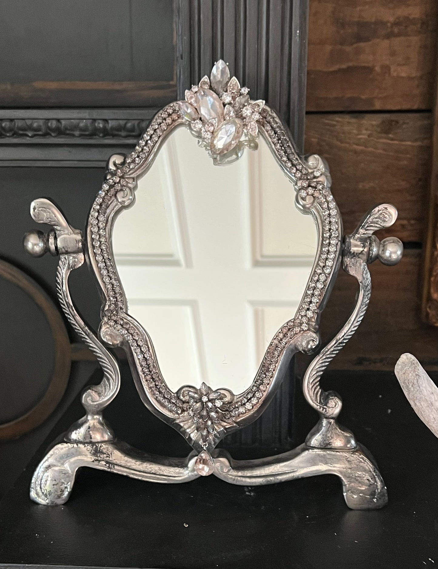 Vintage Jeweled Petite Vanity Mirror