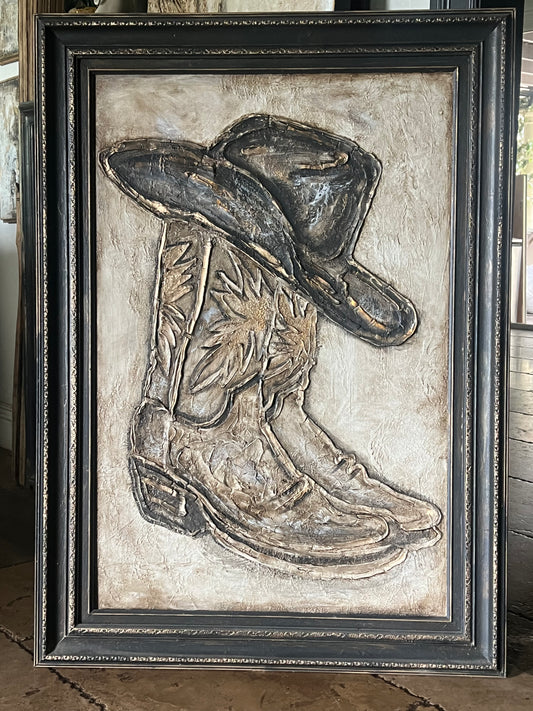 Southern Trails: Cowboy Boots & Hat Wall Art