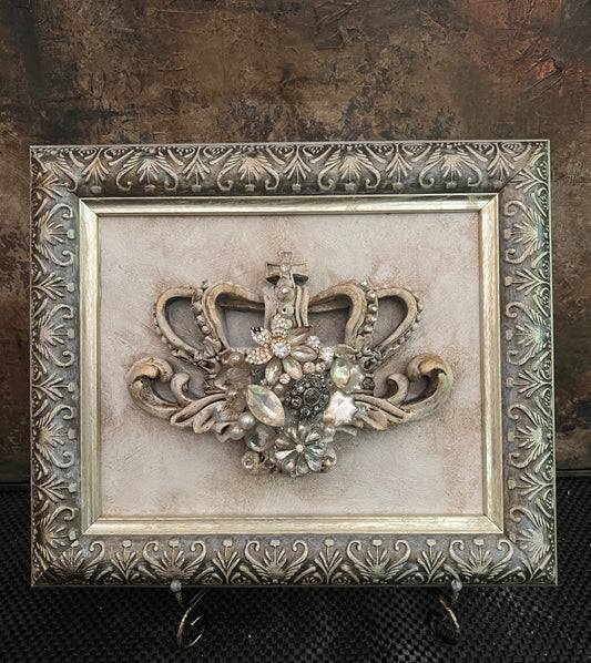 Crowned in Grace – Framed Jewel-Encrusted Crown Art