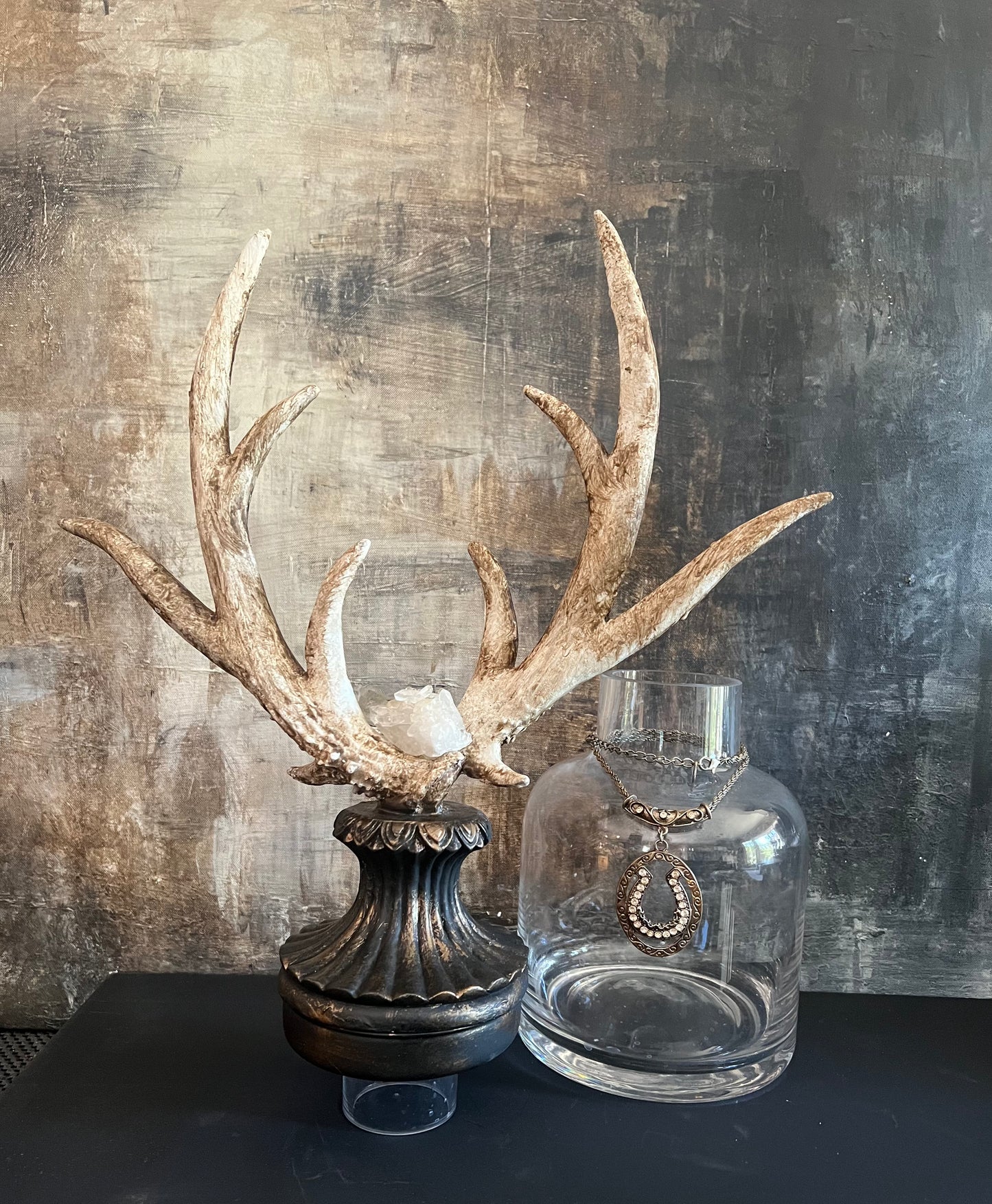 Antler-Topped Glass Decanter
