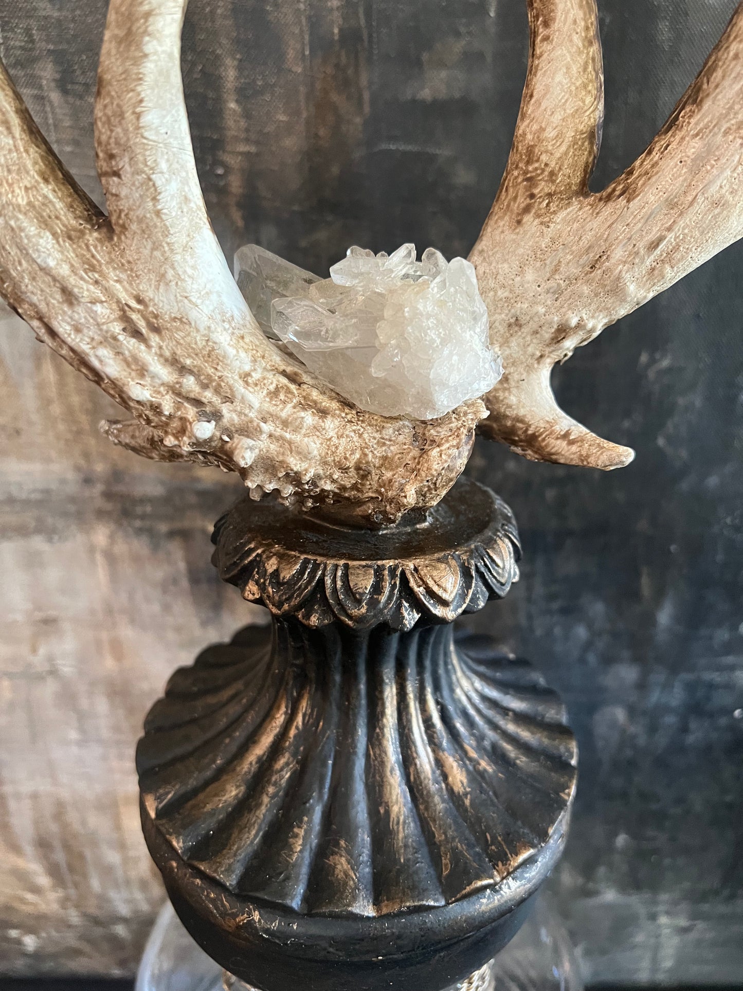 Antler-Topped Glass Decanter