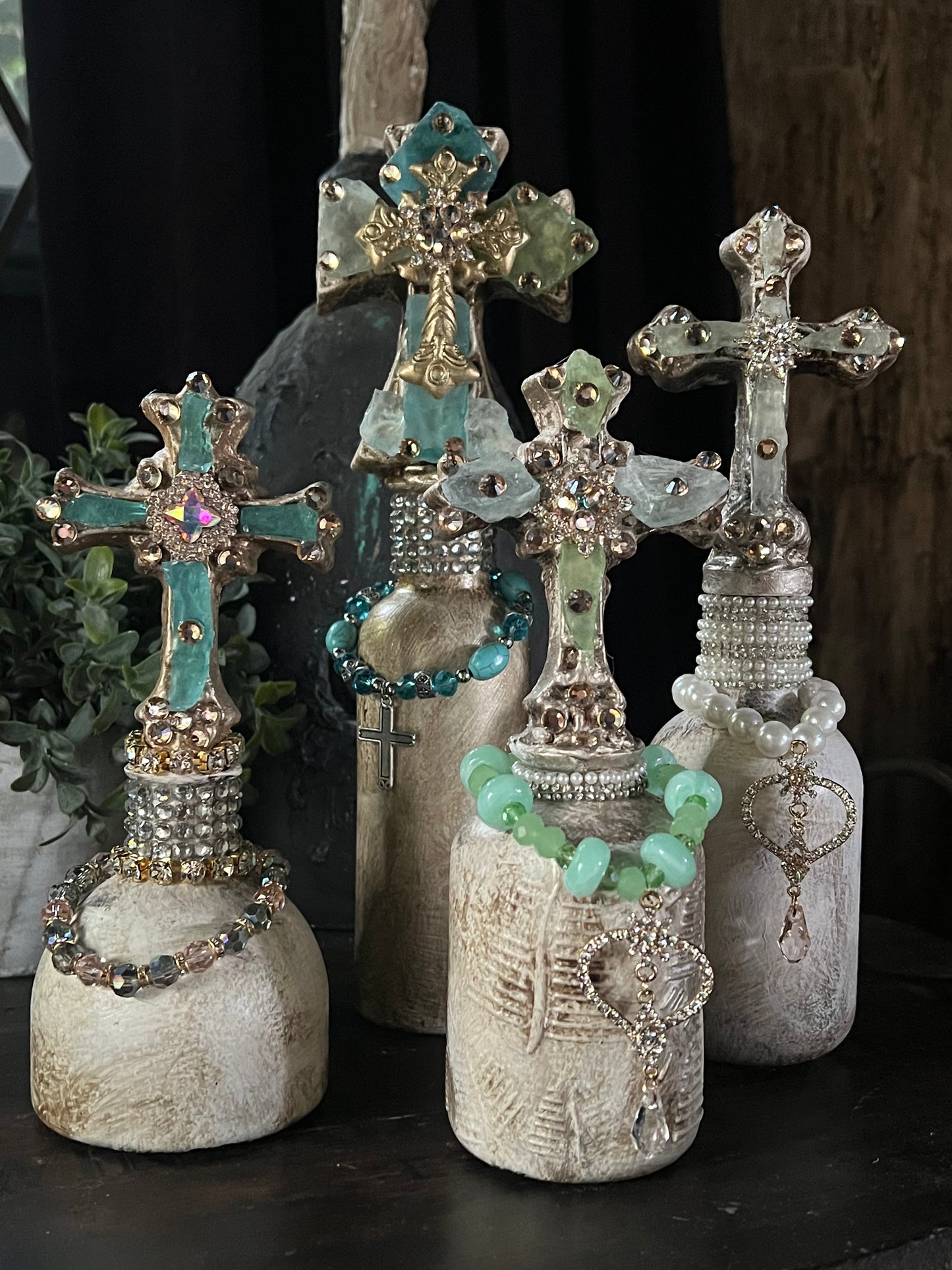 Sea Glass Cross Bottle Collection
