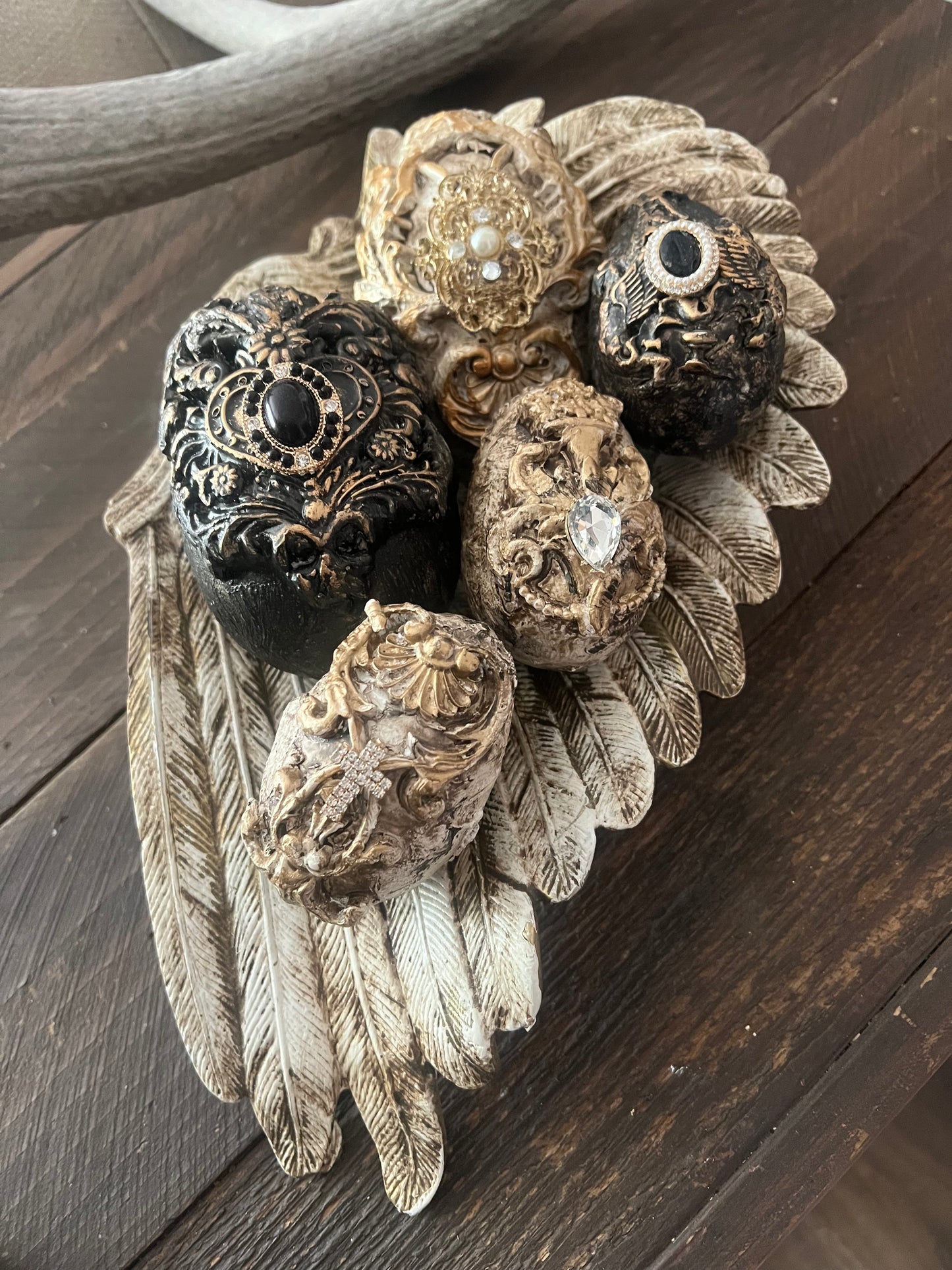 Angel Wing Bowl with Handmade Decorative Eggs