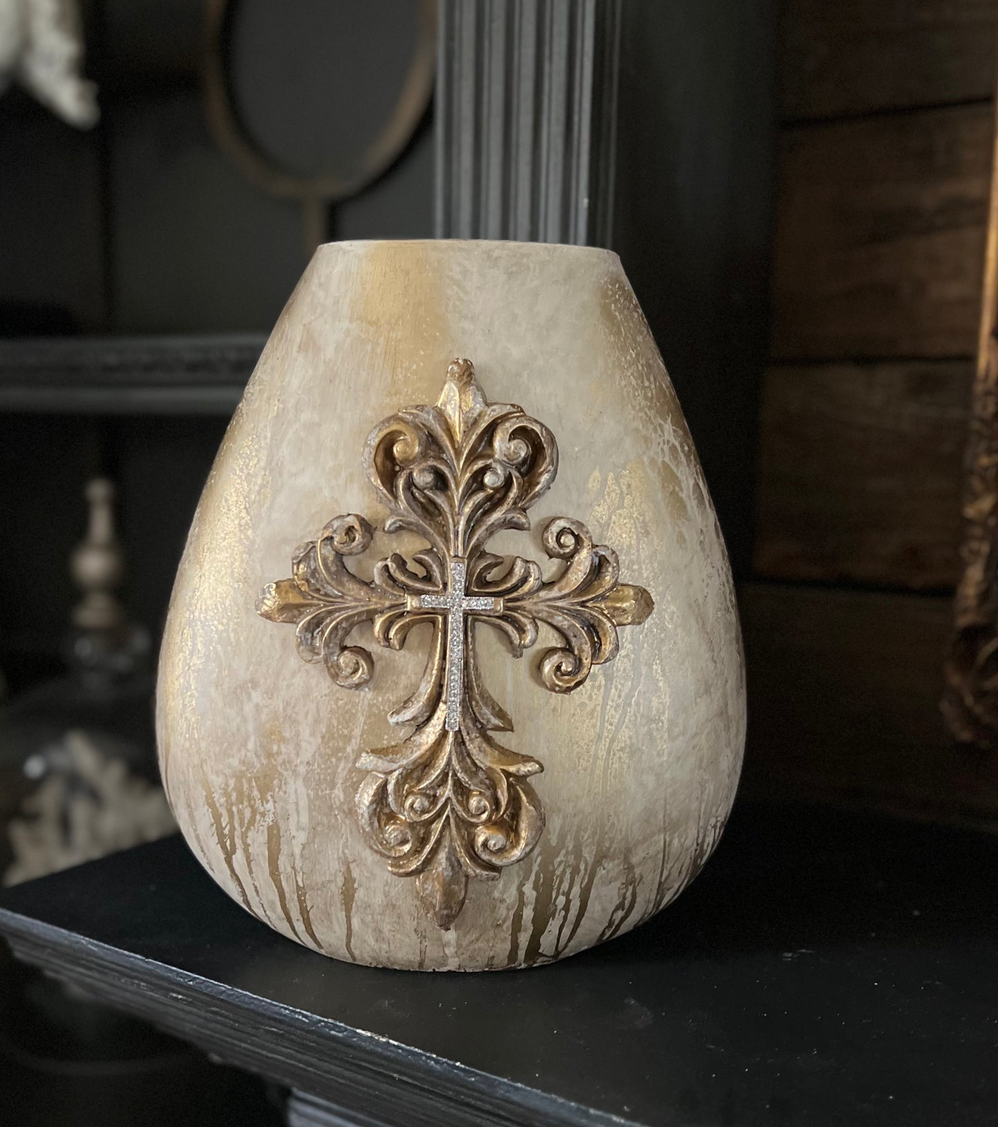 Antique Oval Cross Vessel