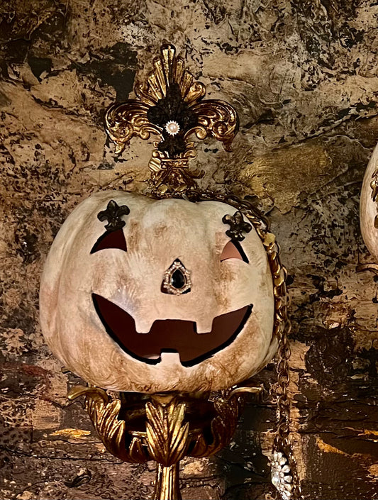 Regal Pumpkin on Vintage Stands