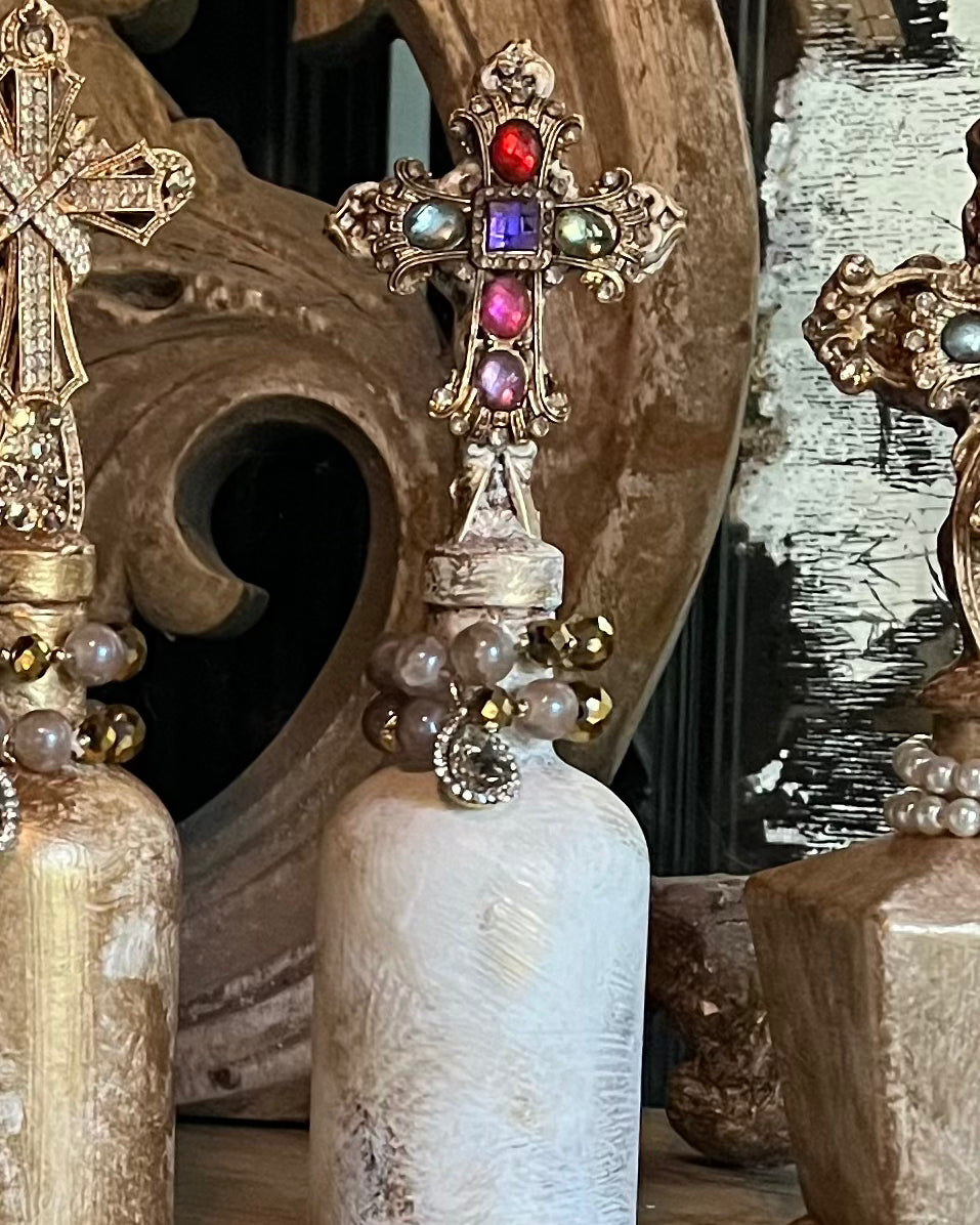 Jewel-Adorned Cross Bottles