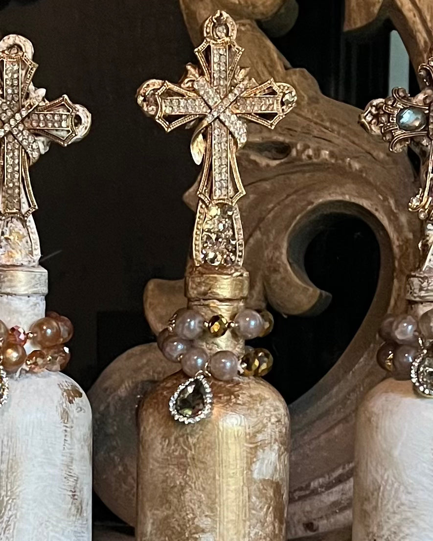 Jewel-Adorned Cross Bottles