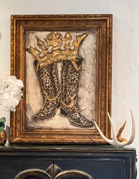 Leopard Crowned Cowboy Boots Artwork