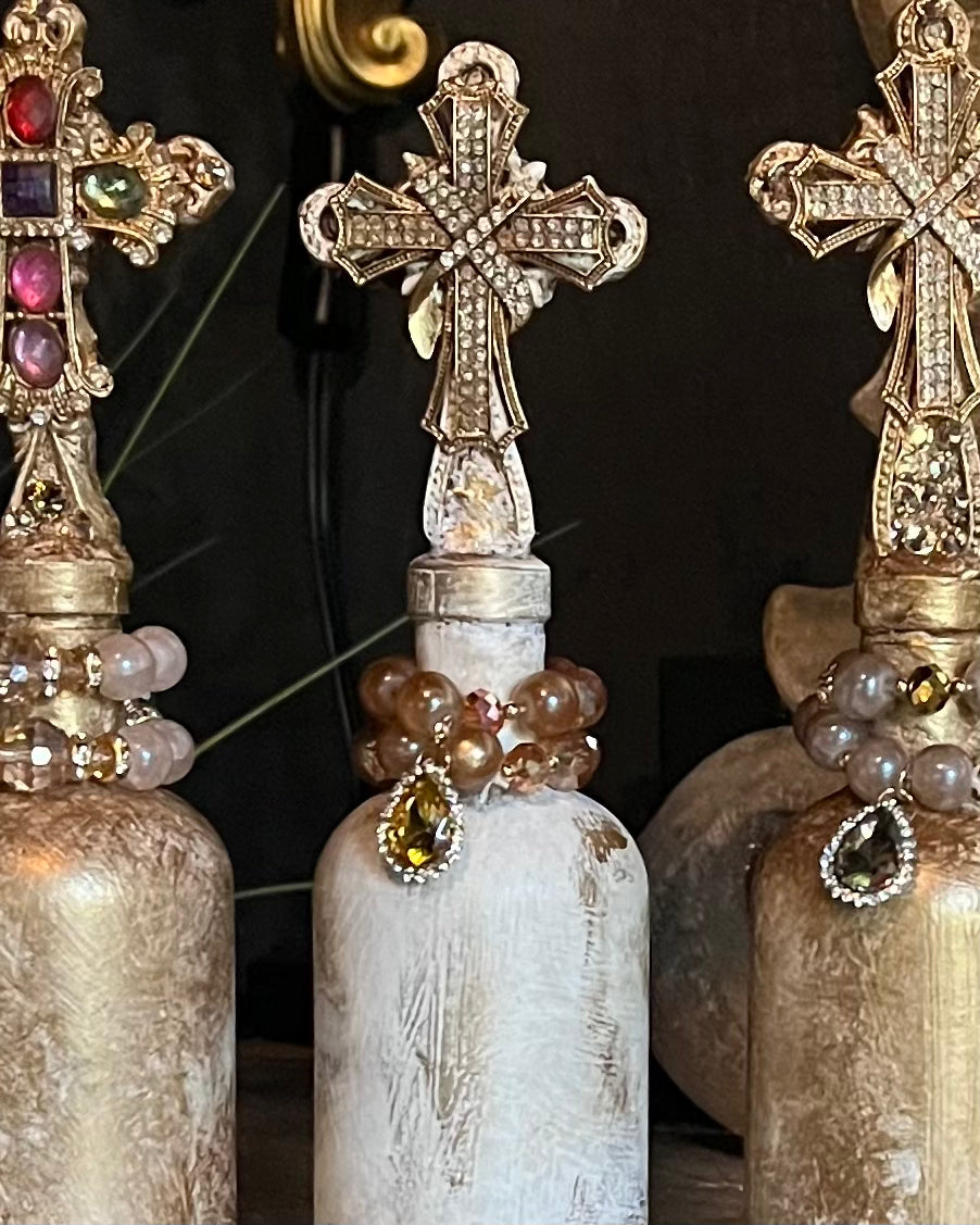 Jewel-Adorned Cross Bottles