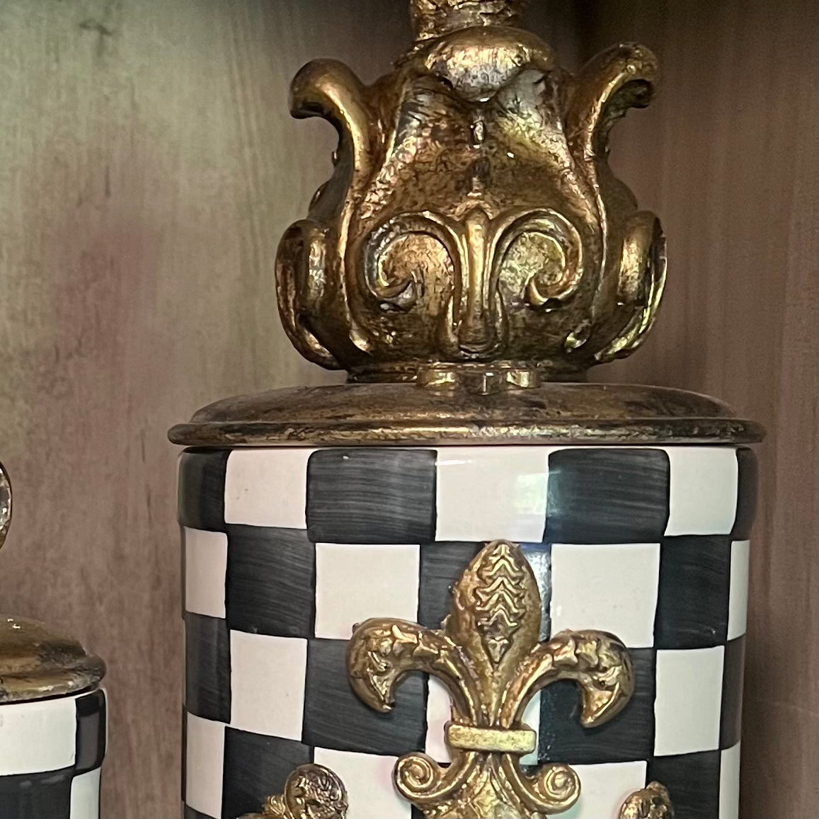 Black & Gold Fleur-de-Lis Canister Trio