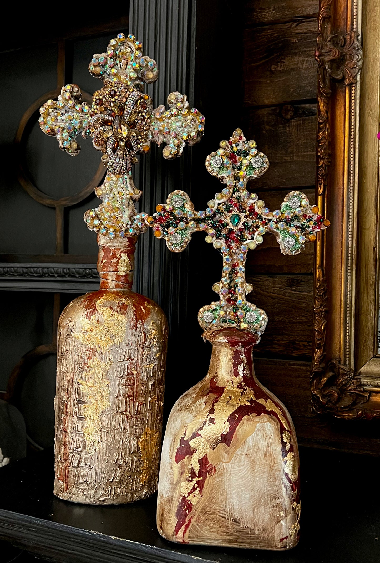 Gilded Relic Cross Bottles