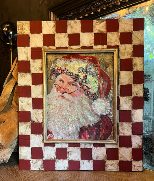 Santa with Checkerboard Frame