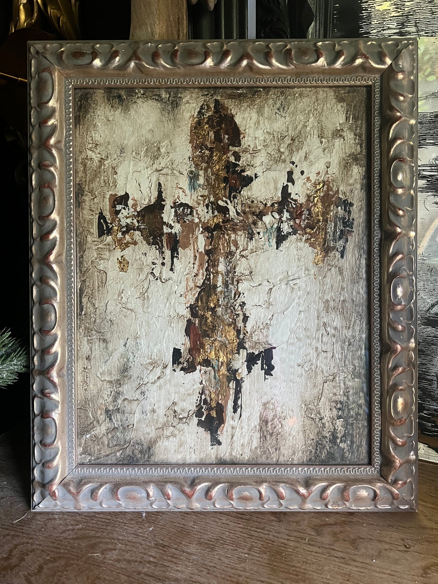 Textured Abstract Cross Framed Art