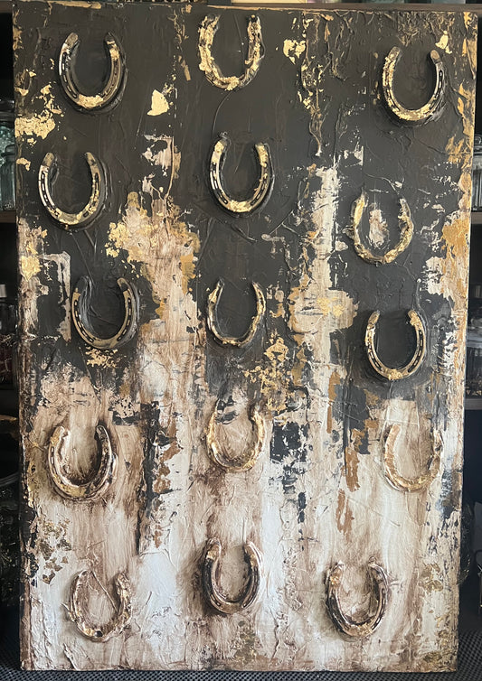 Gold Horseshoe Abstract Artwork