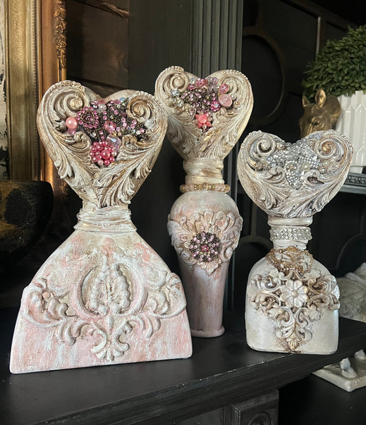 Jewel-Adorned Heart Bottles