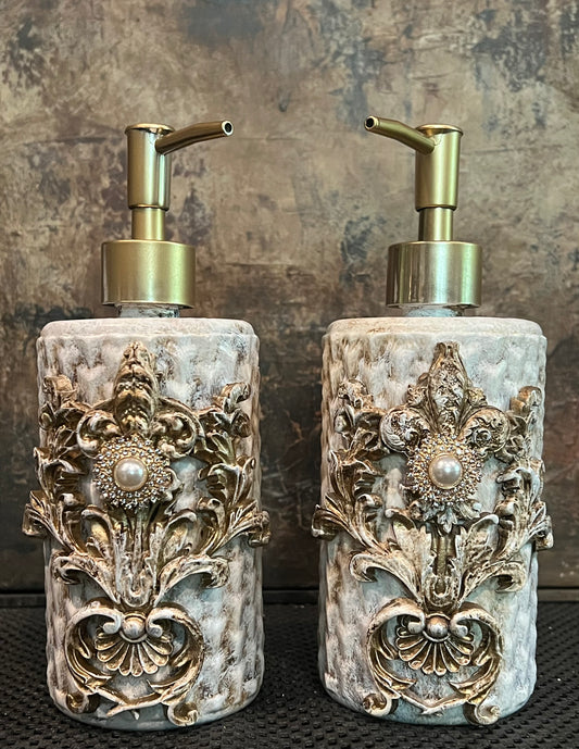 Regal Pearl Fleur Soap and Lotion Dispenser Set