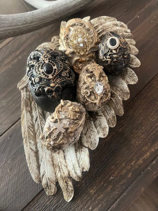 Angel Wing Bowl with Handmade Decorative Eggs