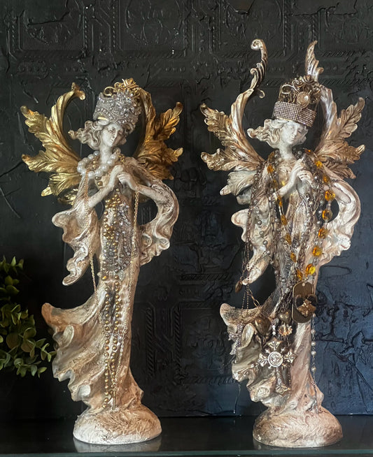 The Gilded Benediction | Heirloom Jeweled Angel Sculptures
