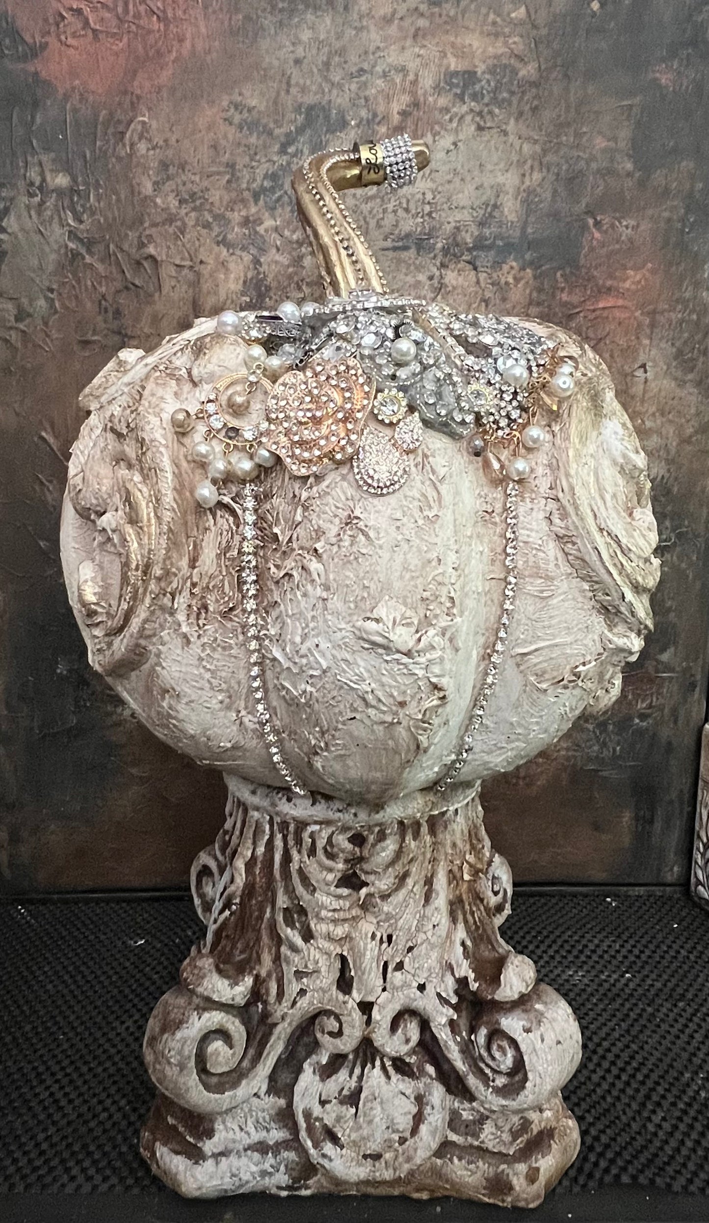 Gilded Pumpkin on Ornate Base