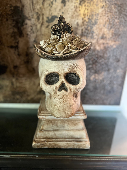 Fleur-de-Rose Skull Reliquary Vessel