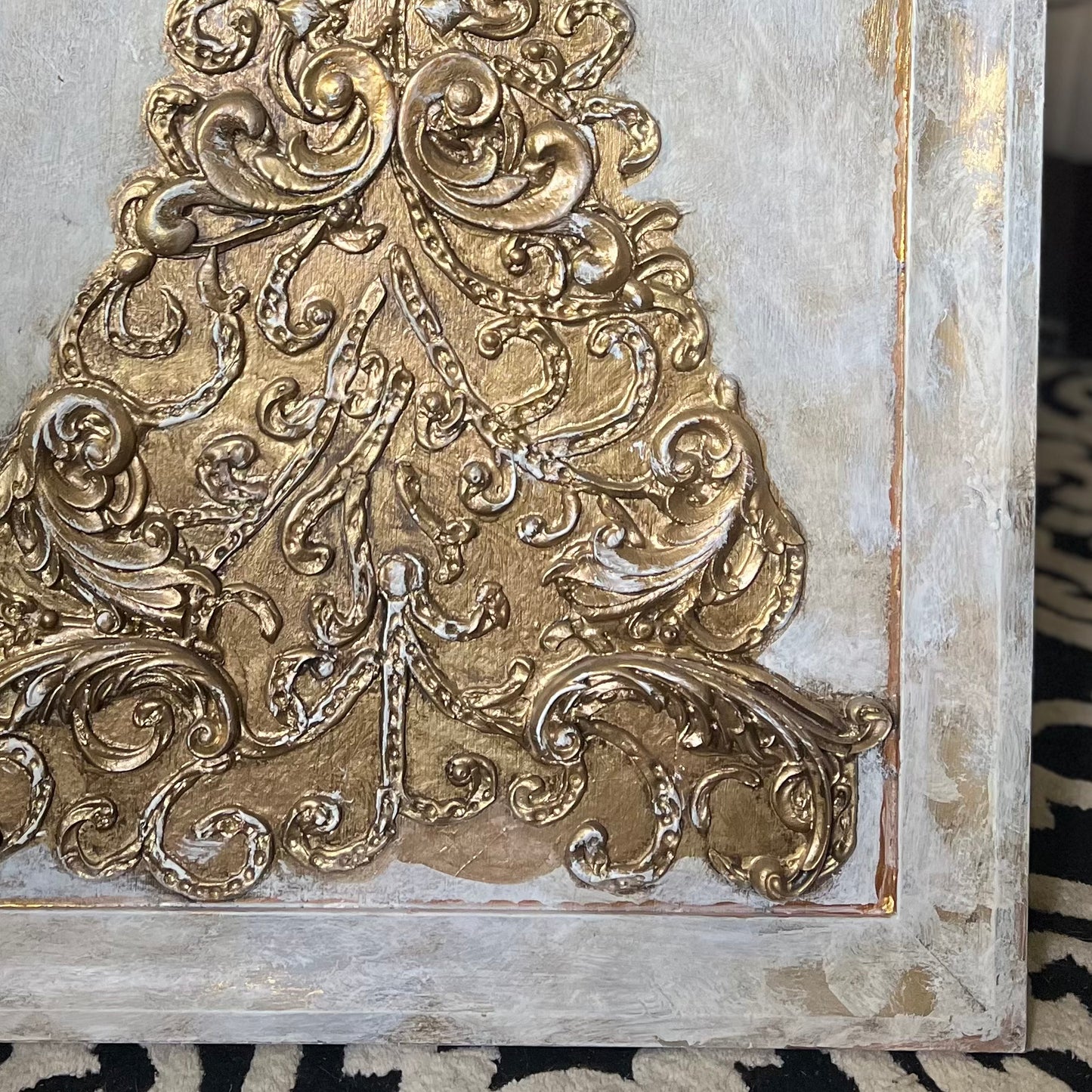 Golden Filigree Christmas Tree Panel